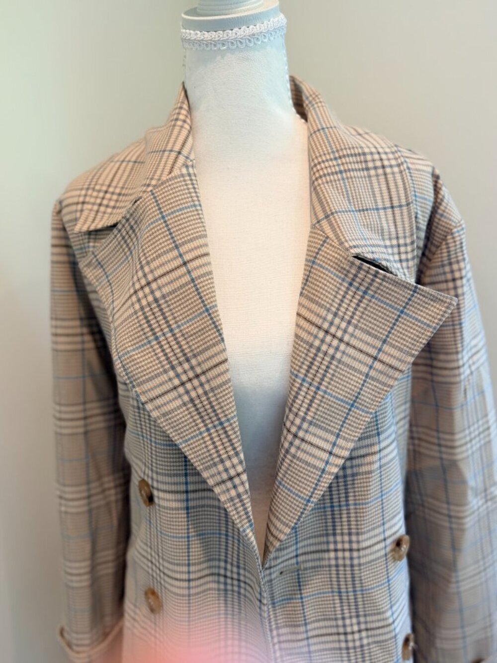 Bagatelle Plaid Relaxed Duster Trench Coat M - Picture 4 of 9
